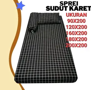 ( TERMURAH / COD ) SPREI KOTAK ESTETIK | SPREI KOTAK | SPREI KOTAK MURAH | SPREI KOTAK COWOK | SPREI KOTAK  SETELAN SPREI KOTAK/ SPREI MOTIF KOTAK |SPREI KOTAK | SARUNG BANTAL GULING KOTAK ESTETIK Tahan air Hitam Lembut Bisa Dicuci King Size Karet Katun