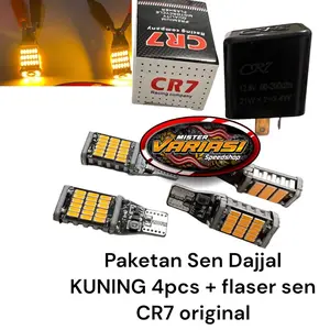 PAKETAN HEMAT LAMPU SEIN SEN DAJJAL 4 PCS + FLASER SEN CR7 ORIGINAL UNIVERSAL SEMUA MOTOR
