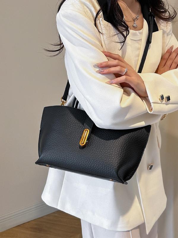 Women's Solid Color Shoulder Bag, Fashionable PU Leather Crossbody Bag for Daily Used, Casual Trendy Versatile High-quality Daily Commuting Bag 3