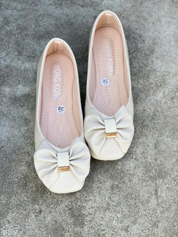 Giầy bệt búp bê siêu xinh, mũi vuông đính nơ điệu đà , đế cao su dẻo mềm mại êm ái GiàY Shoes Đế Bằng  SHOP TRANG ANH 7