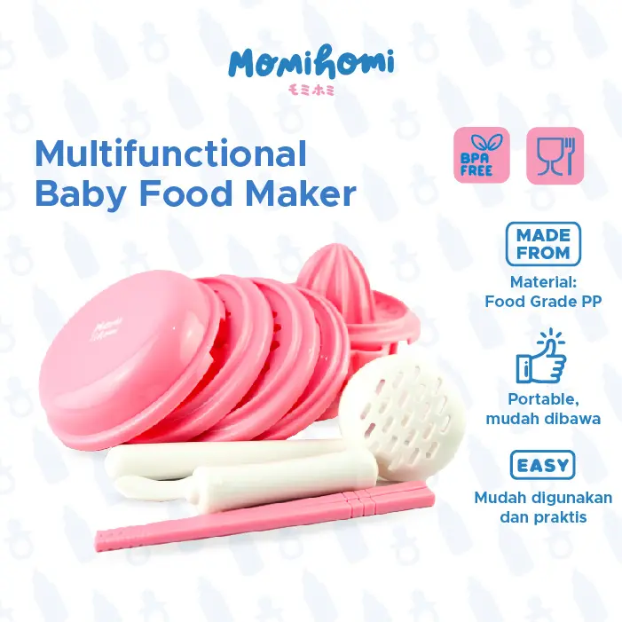 MOMI HOMI Baby Food Maker Grinding Bowl Alat Pembuat Makanan Bayi MPASI Anak set isi 10 pcs Mangkok Tempat Makan Pembuat Makanan Jus Buah Bayi Manual 10 IN 1 Biru 1