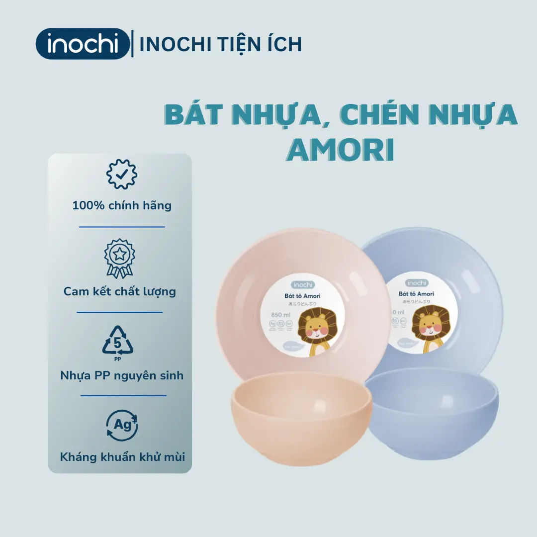 Bát nhựa, chén nhựa cao cấp nhiều màu Amori 415ml và 850ml - CHÍNH HÃNG INOCHI