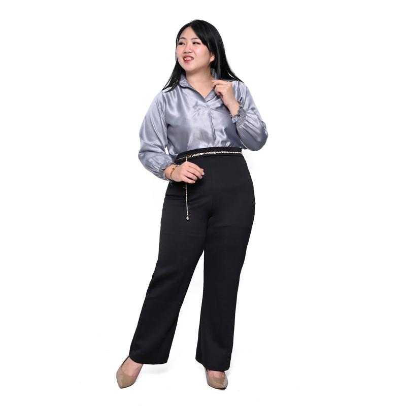Amantha Celana Panjang Wanita Celana Bahan Scuba Highwaist Belt Rantai 8
