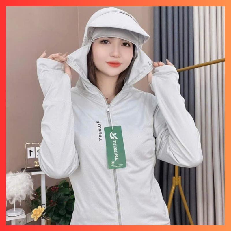 (Có Che Trán) Áo Chống Nắng Nữ 2 Lớp Kèm Vành Mũ Lưỡi Trai Chất Thun Lạnh Nhật Cao Cấp Thể Thao Chống Tia UV 2NF02