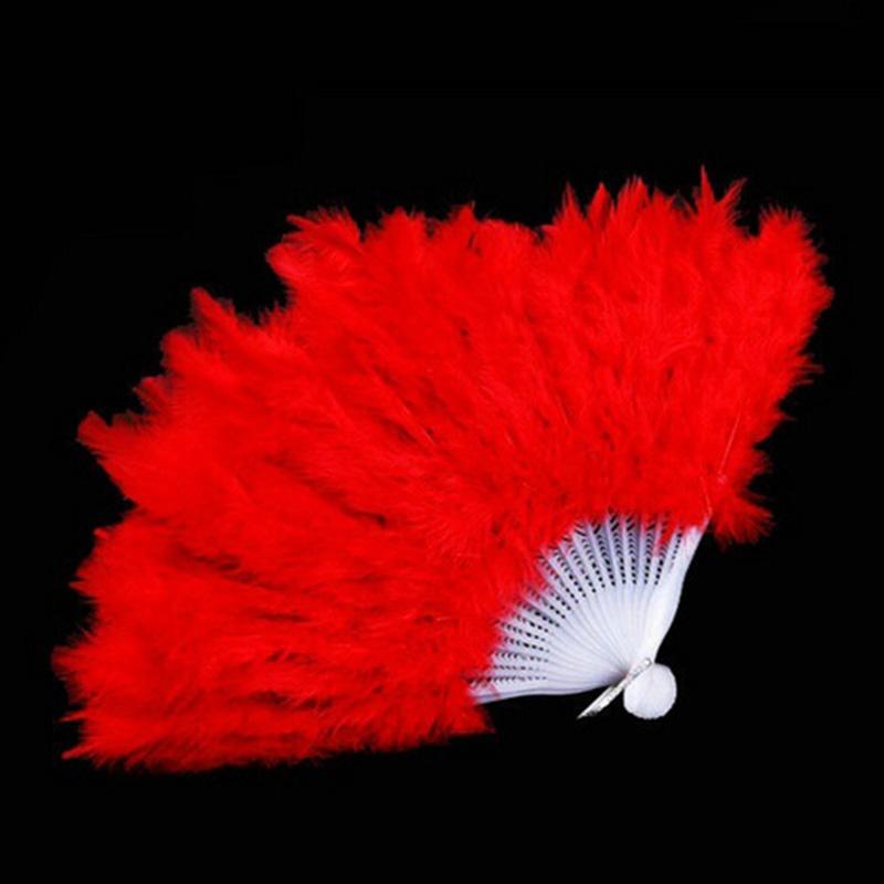 Product Introduction of 9 Colors New Costume Wedding Showgirl Dance Folding Hand Feather Fan Fancy 26
