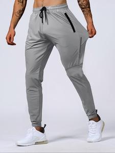 Men's Letter & Geometric Print Zipper Pocket Jogger Pants, Regular Fit Casual Comfy Drawstring Waist Trousers for Daily Wear, Fashion Men's Bottoms for All Seasons