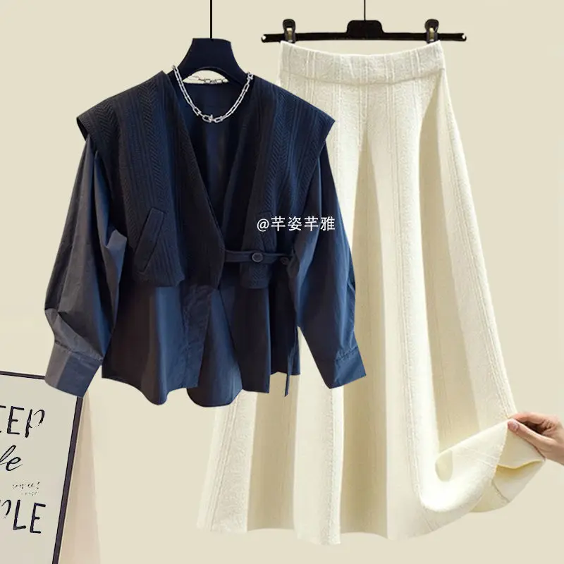 Bộ Đồ Nữ, Bộ Sưu Tập Thu Đông, Ngoại Cỡ, Thiết Kế Giả Hai Lớp, Áo Và Váy Bó Sát Hàng Mới Về Năm 2024 Women Top