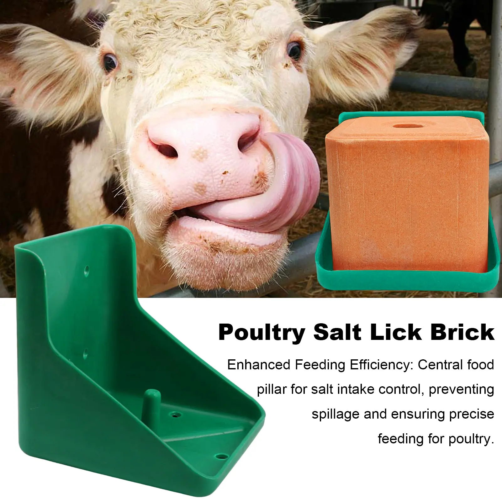 Cattle Sheep Licking Brick Box Salt Bricks Mineral Block Feeder Livestock Feeding Rack Anti-Slip Plastic Nutrition Lick Holder Tray for Farm Home
