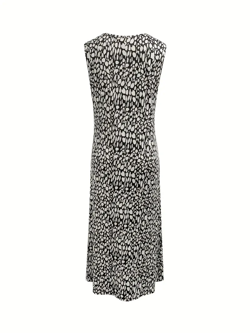 Product Introduction of Women's All Over  Print   Dress without Belt, Casual Sleeveless Dress for Beach Holiday Vacation, Ladies Clothes for All Seasons 3