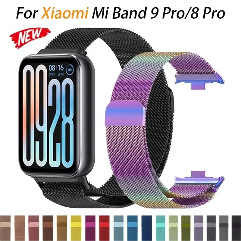 Dây đeo kim loại cho Xiaomi Smart Mi Band 9 Pro 8 Pro Dây đeo đồng hồ thông minh Vòng đeo tay bằng thép không gỉ từ tính cho Xiaomi Redmi Watch 4 Dây đeo cổ tay 0