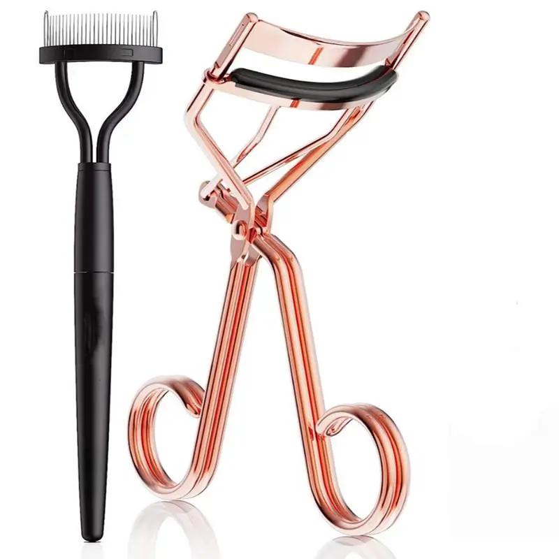 Eyelash Curler & Steel Comb Set, 2pcs/set Eye Lash Styling Tools, Eyelash Curling Tools for Women, Spring Makeup Tool Kit