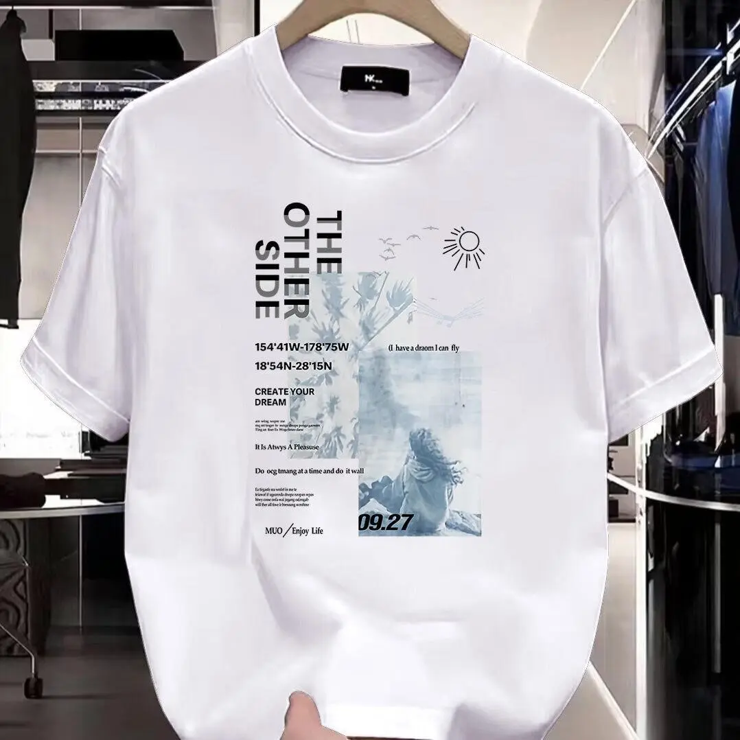 Fashionable T-shirt, short sleeved, round neck top, men's T-shirt