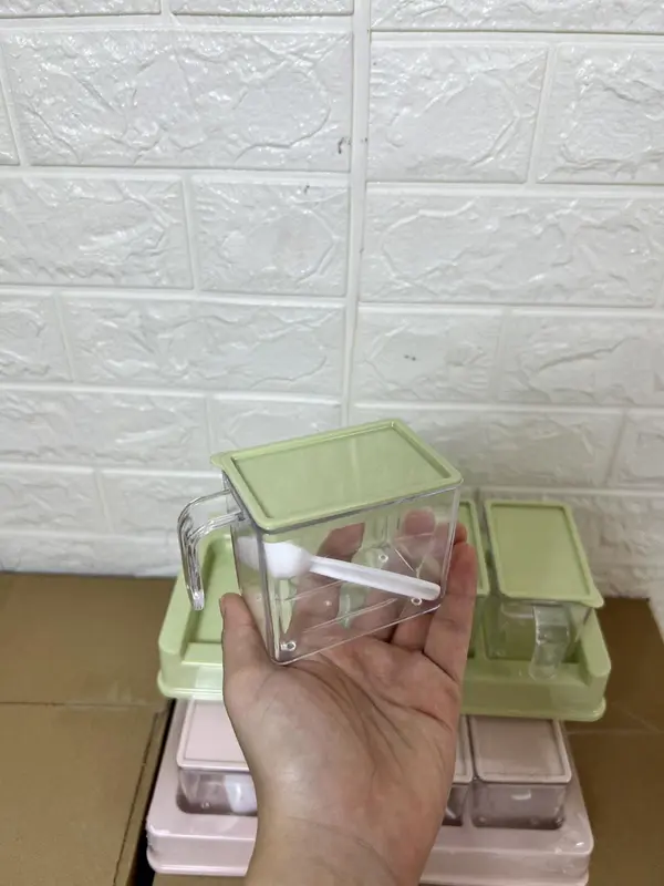 Bộ 4 hộp đựng gia vị, hũ khay lọ đồ đựng gia vị kèm muỗng thìa cao cấp có nắp kín chống ẩm dung tích 250ml - Home Decor 4