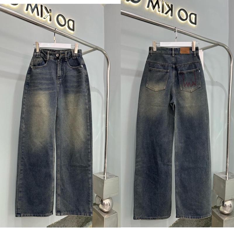  Quần jeans nữ ống suông vai qc phối đĩa kiểu túi kiểu Q1481 dài 105cm 