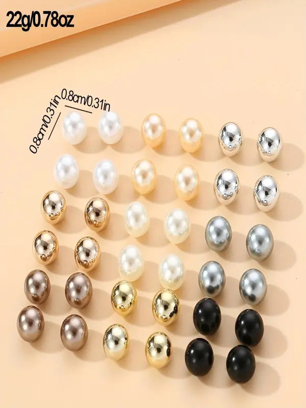 Solid Color Faux Pearl Decorated Stud Earrings, Casual Elegant Jewelry for Women, Fashion Ear Jewelry for Party, Daily Clothing Decor, Trendy All-match & Exquisite Jewelry for Gift 1