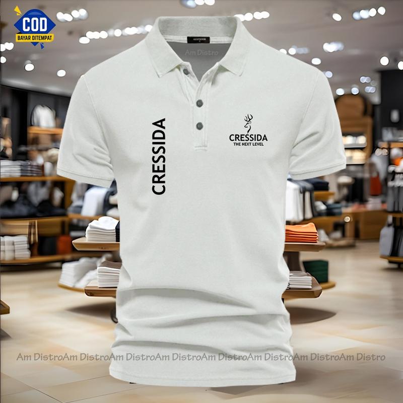 Hitam, Baru Kemeja Polo Distro, Lengan Pendek, CRESDA, Tekstur - TikTok ...