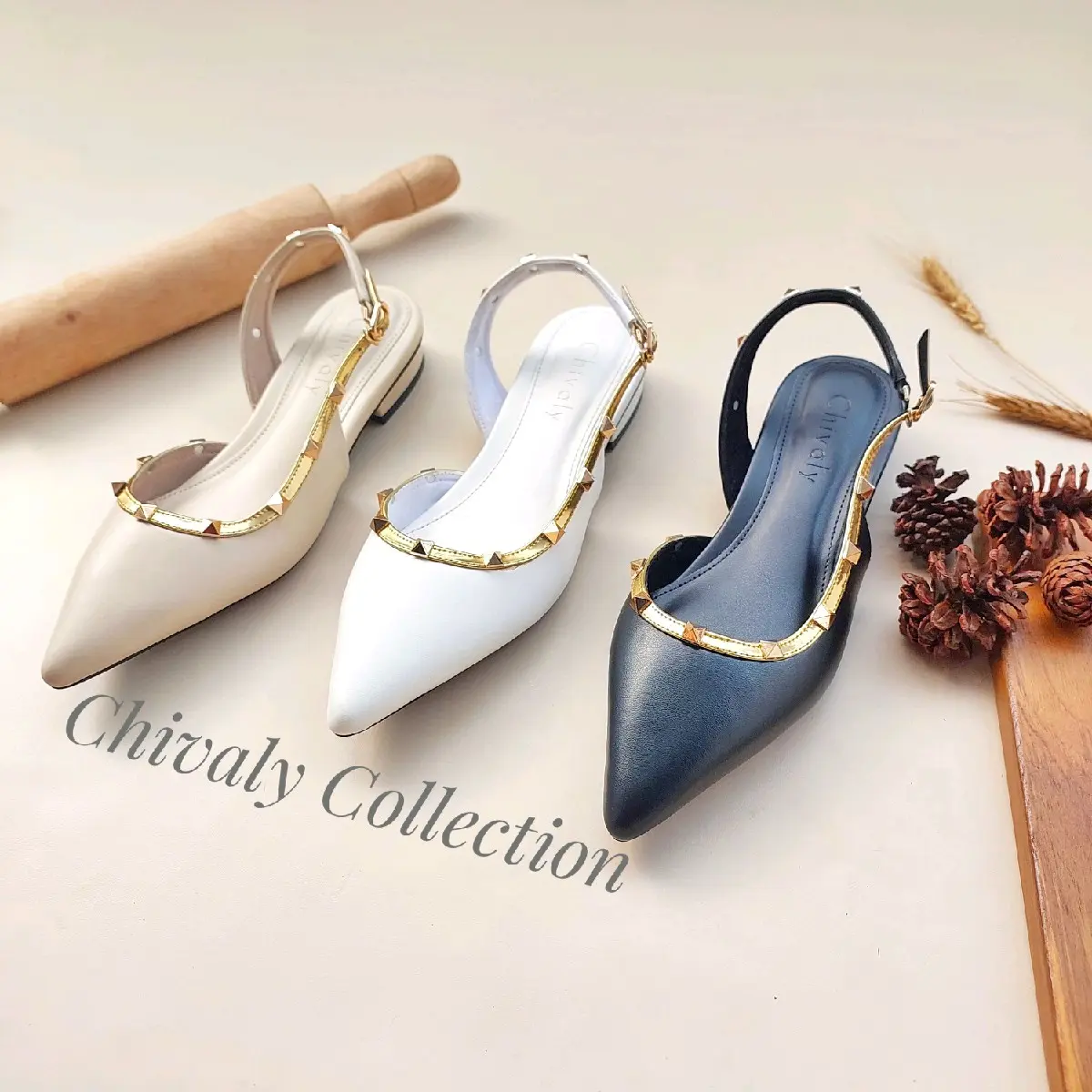 Chivaly Collection - Hanna Sendal Wanita High Heels mules 3cm