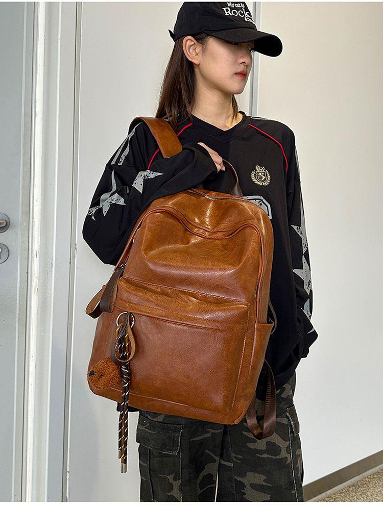 Product Introduction of 2025 Boyatu Hong Kong Style Pu Backpack Female Junior High School Students Large Capacity Lightweight Schoolbag Commuter Travel Backpack Male Fashion 9