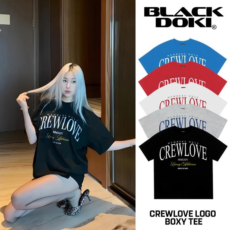 DEAL MỞ BÁN Áo thun boxy BLACKDOKI-CREWLOVE tee cotton 250gsm tay lỡ form rộng nam nữ Menswear Womenswear Cổ tròn