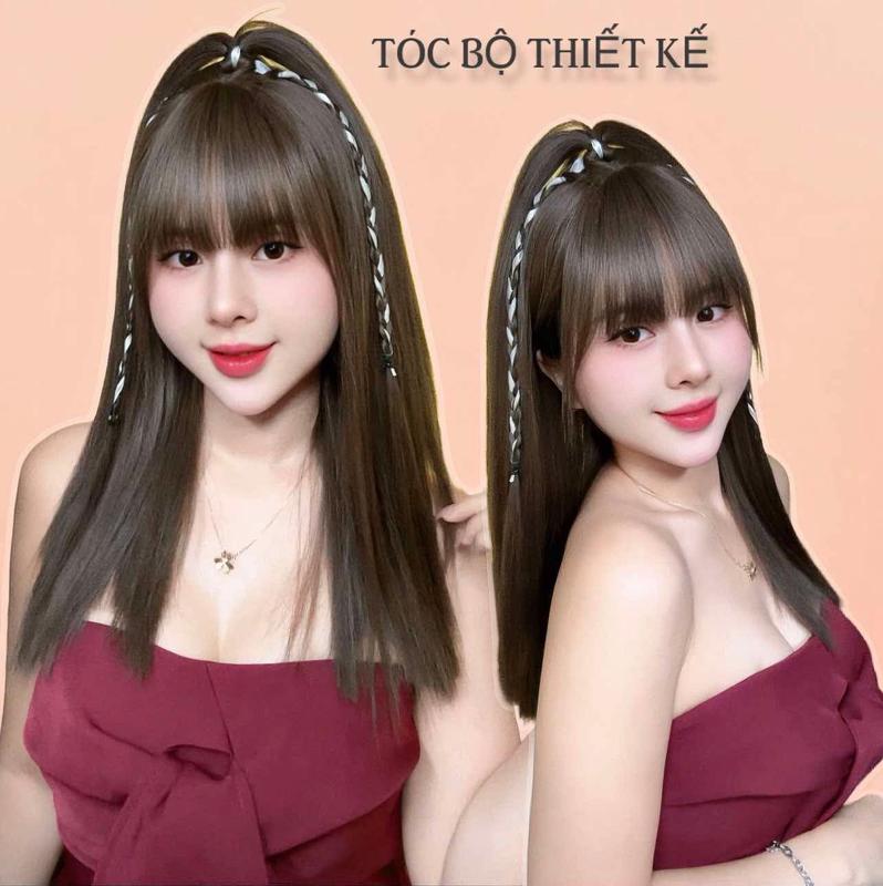 Tóc giả bộ nguyên đầu C96 cho nữ dáng tóc thẳng dài 40cm giúp bạn thêm xinh đẹp Wig Women