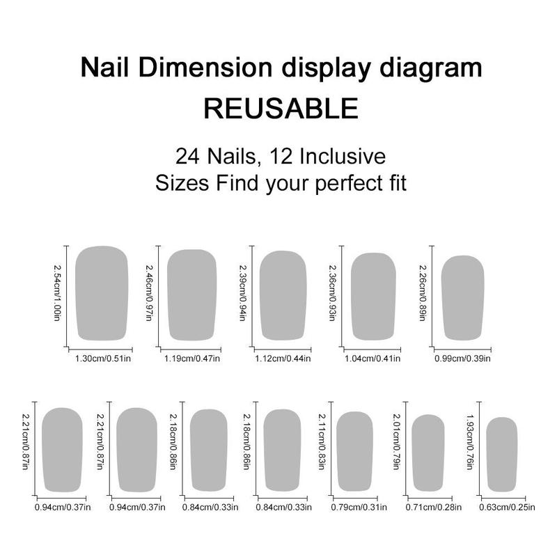 Medium Glitter False Nail, 24pcs Glossy Fake Nail & 1 Count Tape & 1 Count Nail File, Press on Fake Nail for Women & Girls DIY Nail Art 1