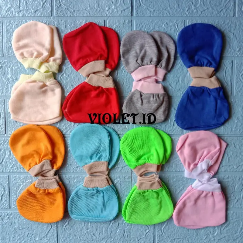 6 PCS Sarung Tangan dan kaki Bayi Warna Polos
