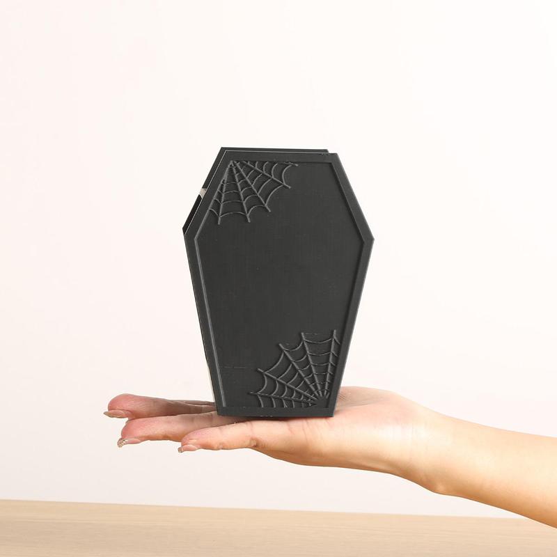 Product Introduction of Halloween Themed Toothbrush Holder, 1 Count Creative Spider Web Design Toothbrush Storage Box, Desktop Makeup Brush Holder, Home Decoration Accessories 3