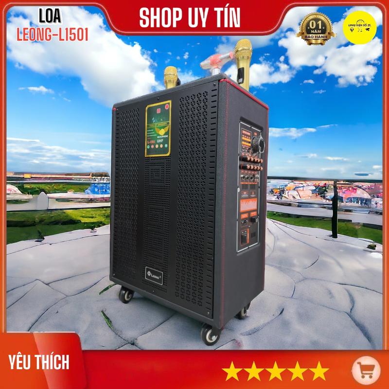 Loa Kéo LEONG L-1501 Bass 40 3 Đường Tiếng Kèm 2 Micro UHF