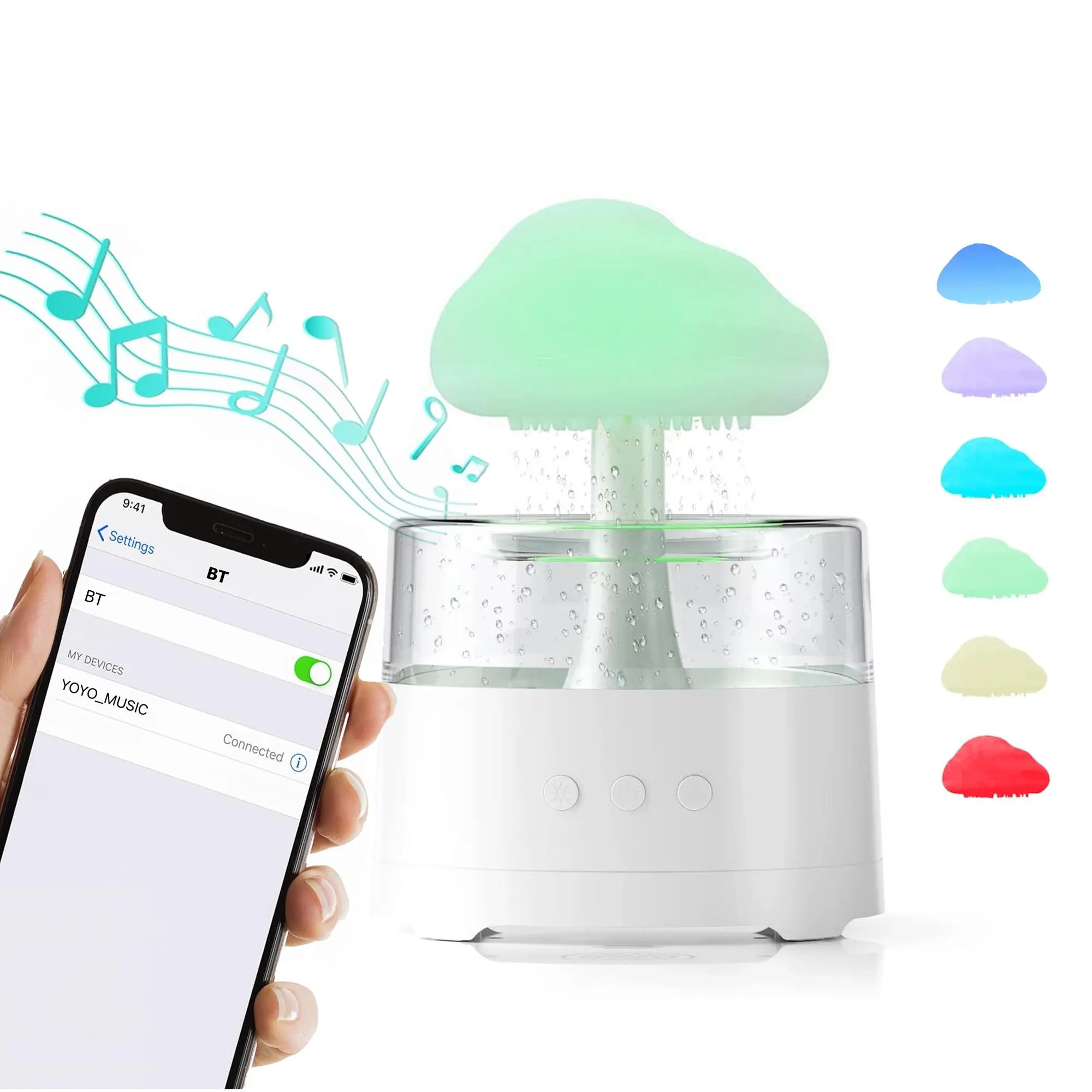 Creative Rain Cloud Water Drop Humidifier with LED Light, 1 Count Durable USB Powered Cloudy Mist Maker with Night light, Desktop Air Humidifier Rain Cloud Lamp for Home & Office, Home Decor