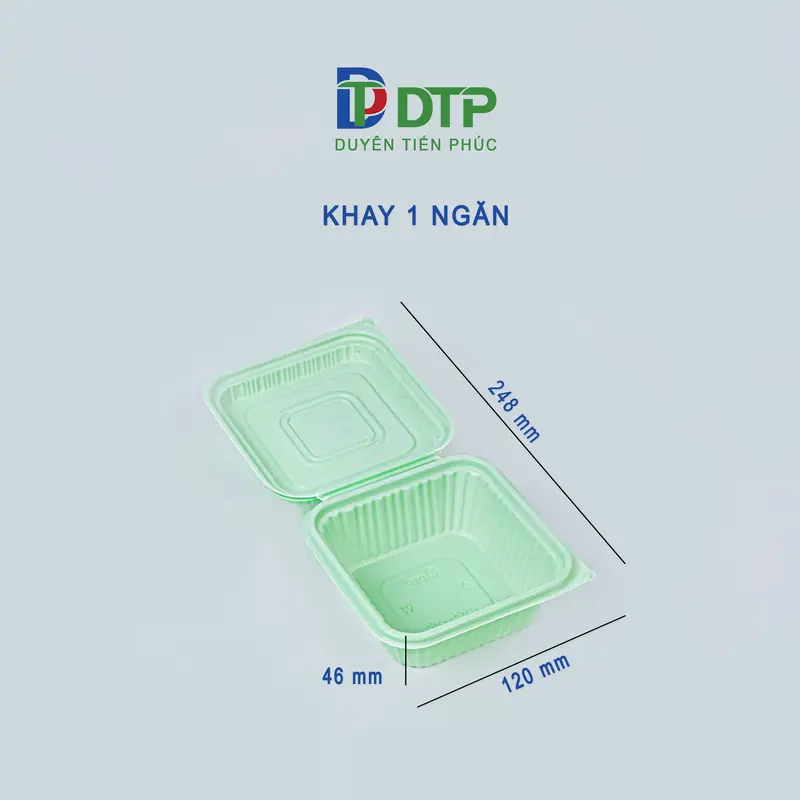 Khay nhựa đựng cơm 1 ngăn, 100% hạt nhựa PP, chịu đựng nhiệt độ -20℃ -> 120℃ (Lốc bán lẻ 10 hộp) 0