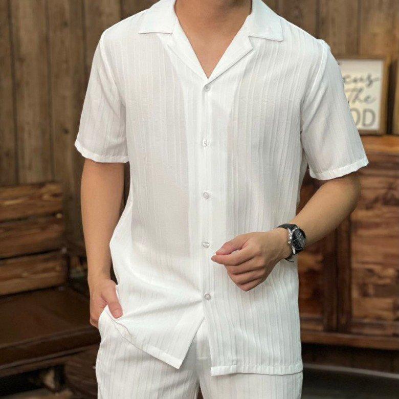 Áo Sơ Mi Nam Vải Đũi Thoáng Mát Form Rộng, Sơ Mi Cộc Tay Basic Cổ Vest Abandon A6