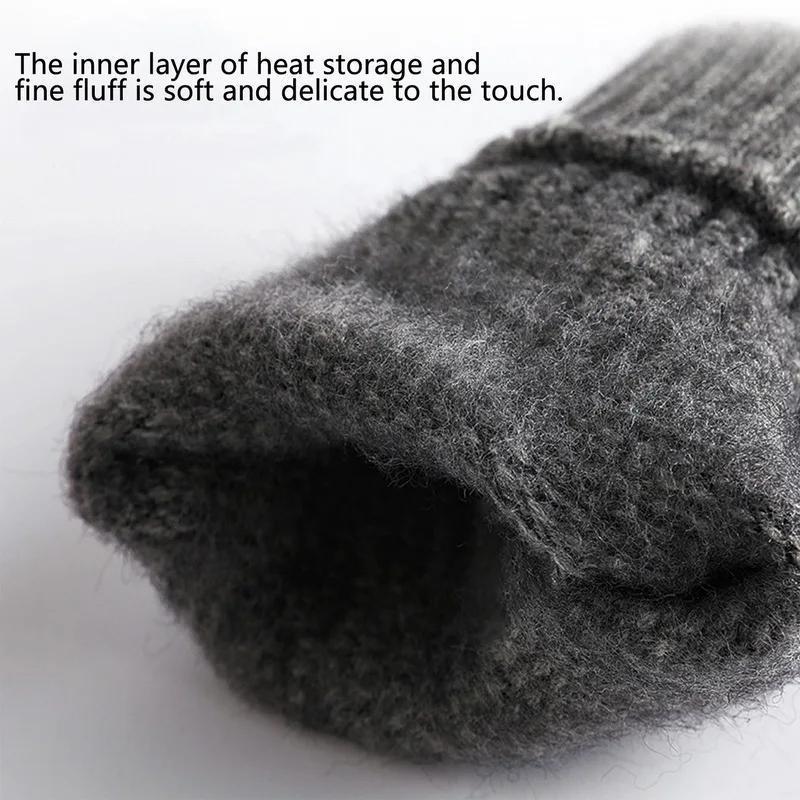 Product Introduction of Winter Men Knitted Gloves Touch Screen High Quality Male Mitten Thicken Warm Wool Cashmere Solid Color Men Business Gloves 12