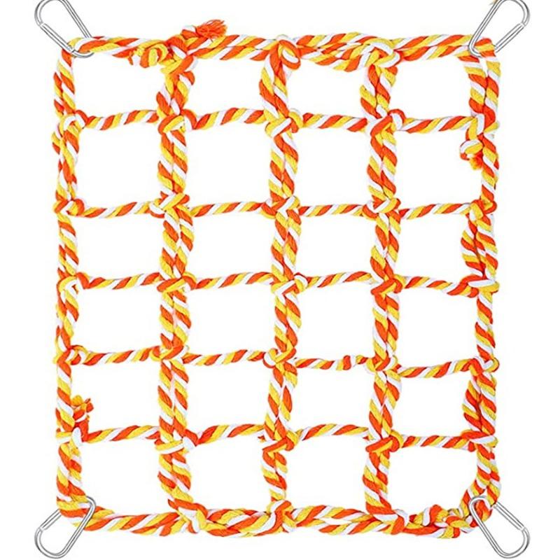 Product Introduction of New Creative Pet Hamster Squirrel Parrot Colorful Hand Woven Hook Climbing Net Home Parrot Toy Hammock Net Small Pet Supplies 7