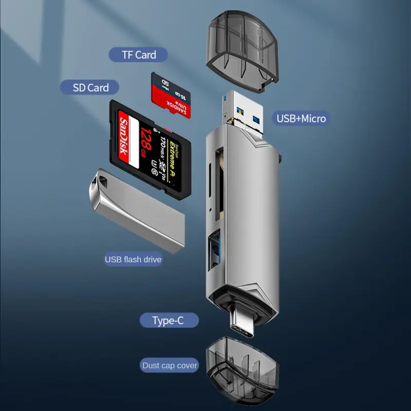 Đầu đọc thẻ USB3.0 2.0 Type-c Micro USB Điện thoại Android Máy tính Macbook Trung tâm OTG đa năng Máy ảnh Đĩa SD / TF / U HUB USB 3