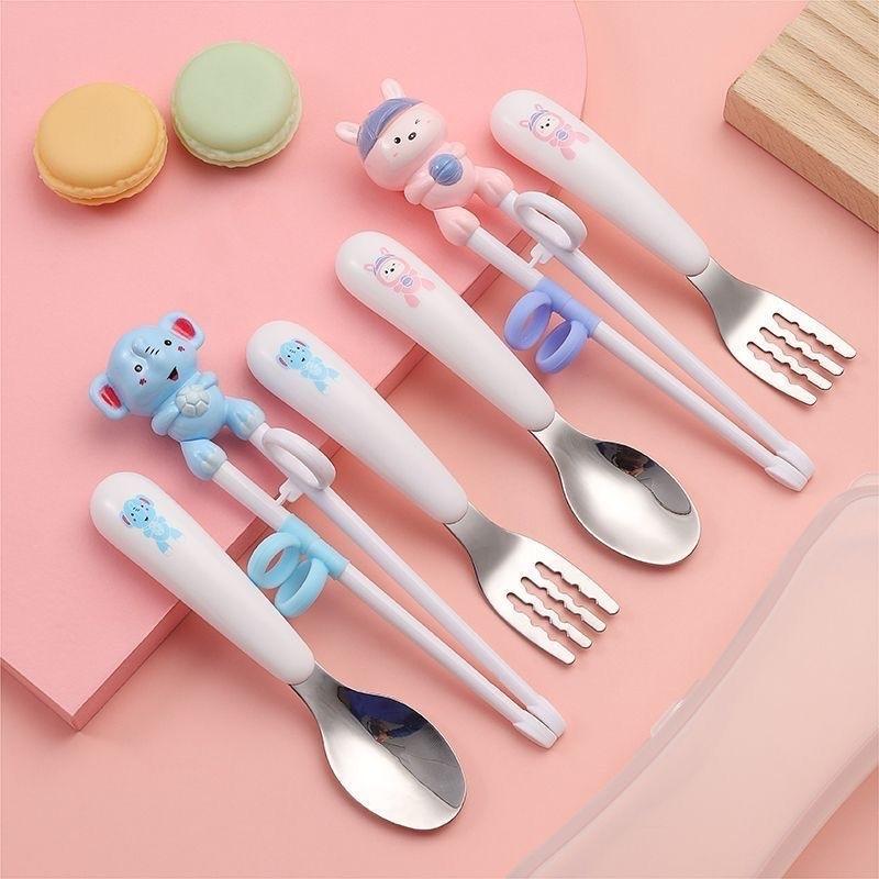 Bộ muỗng nĩa tập ăn cho bé inox 304