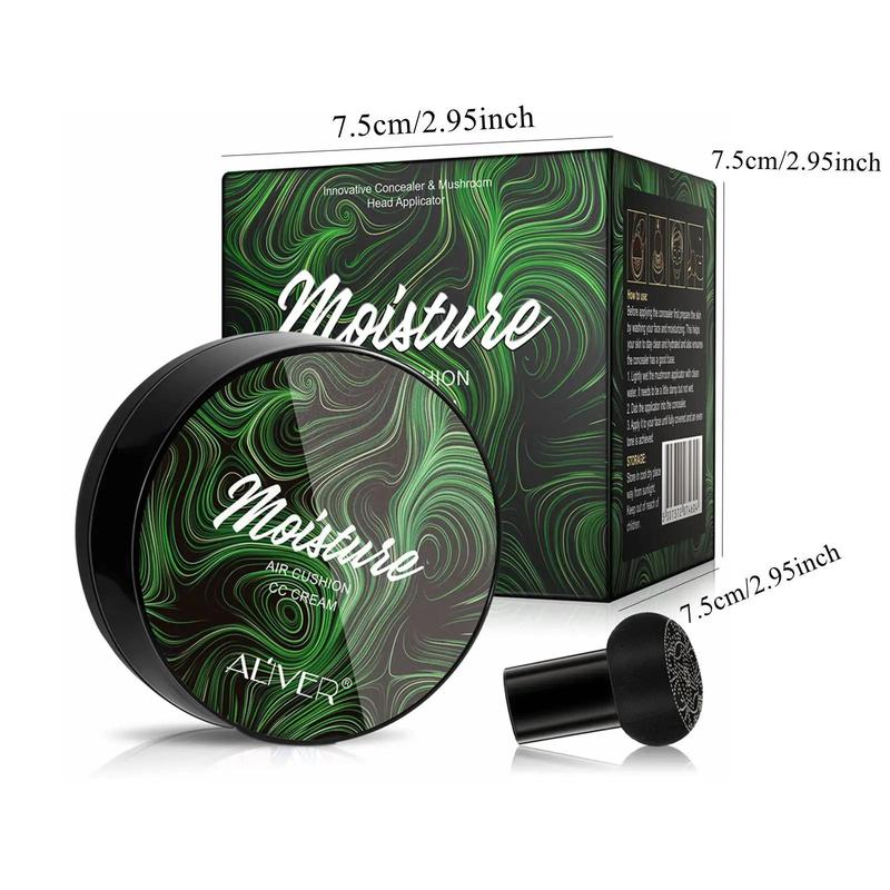Moisturizing CC Cream with 2 Mushroom Head Powder Brush, 2 Counts/set Natural Long Lasting Makeup Foundation, Facial Makeup Product for Women 1