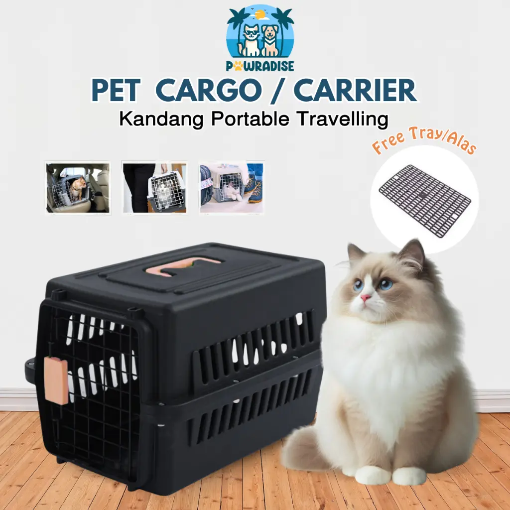 Kandang Pet Cargo Hitam FREE ALAS - Kandang Anjing Kucing Kelinci/Anabul  - Tas travel Hewan - Pet carrier - Kandang Dengan Pintu Besi