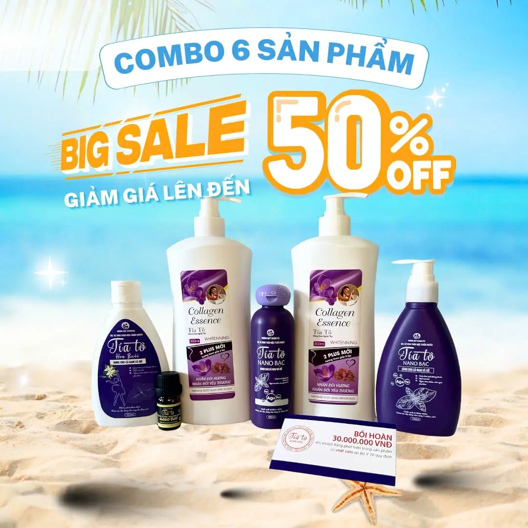 [Combo 6 sản phẩm ] 2 chai sữa tắm tía tô collagen 800ml, 1 dung dịch vệ sinh nano bạc, 1 ddvs tía tô hoa bưởi, 1 ddvs tía tô, 1 tinh dầu thơm đồ lót...