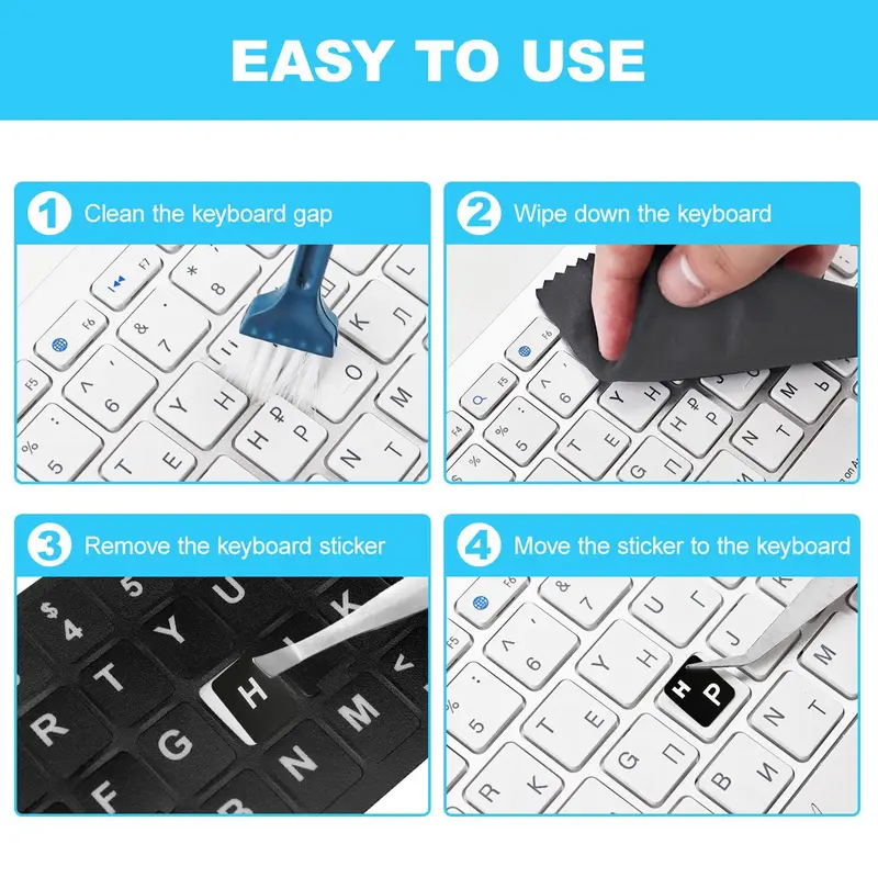 English Keyboard Sticker, Letter Pattern Keyboard Decal, Universal Keyboard Decoration Accessories for Home Office 5