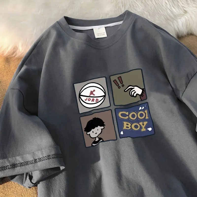 Áo thun COOL BOY tay lỡ unisex nam nữ phông form rộng teen cổ tròn freesize cotton giá rẻ basic dễ thương đơn giản ngầu Menswear Xám 0