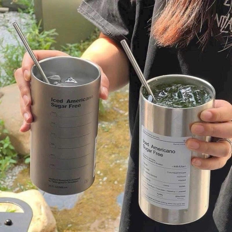 Product Introduction of Ly giữ nhiệt America tặng kèm ống hút inox; ￼Ly giữ nhiệt ICED AMERRCANO Inox 304- Cốc Giữ Nhiệt có kèm ống hút (600ml) binh  giu  nhiet 5