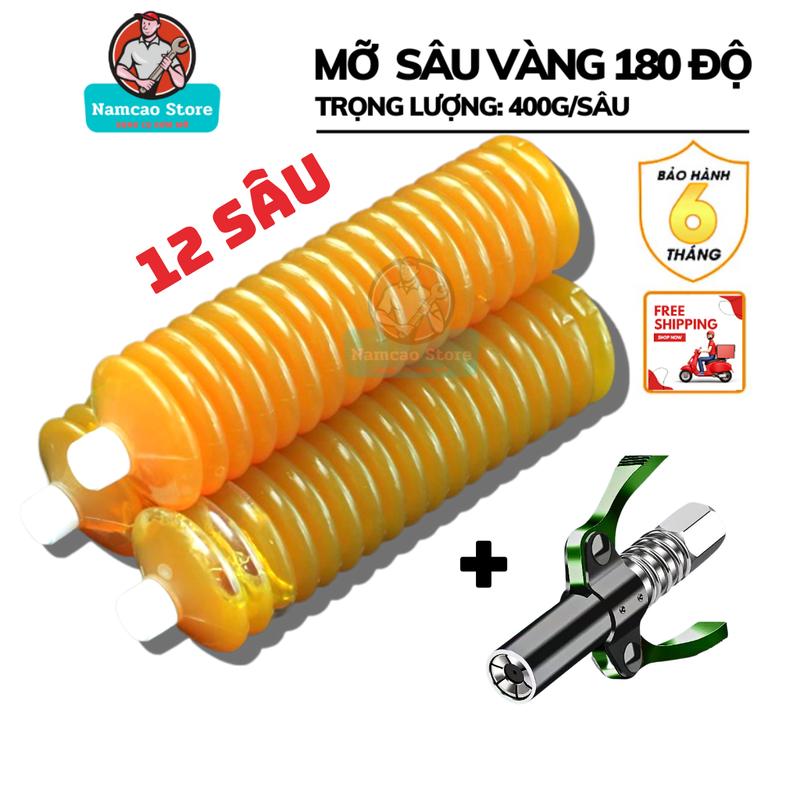 COMBO MỠ SÂU VÀNG THÙNG 12 CHAI + KÈM ĐẦU BƠM MỠ 1 CÁNH