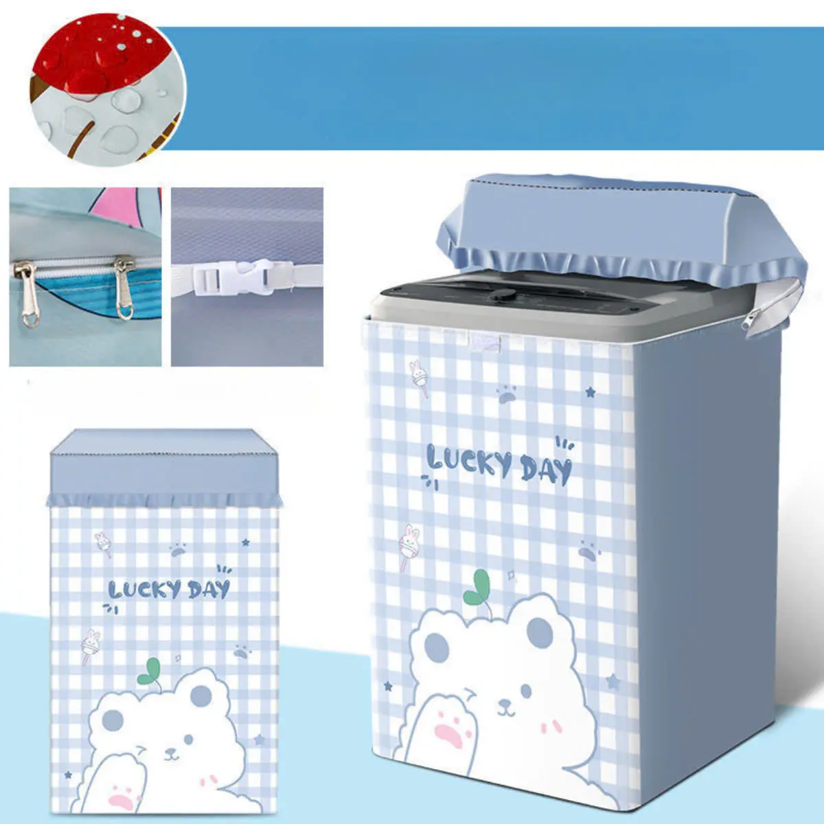 Bọc trùm máy giặt lồng đứng cửa trên 7kg-15kg áo trùm vải bạt chống mưa nắng