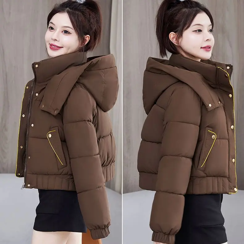 Áo áo Phao Thời Trang, Dành Cho Nữ, Dáng Ngắn, Dáng Rộng Vừa Vặn, Dày Dặn, Áo Khoác Độn Bông Mùa Đông, Cỡ Nhỏ Hàng Mới Về, Thanh Lịch, Phong Cách 2024