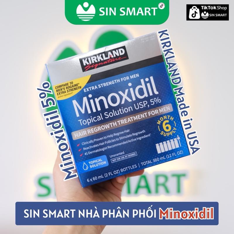  Hộp 6 lọ dung dịch Minoxidil 5% Kirkland mọc Râu  Tóc Của Mỹ 60ml 