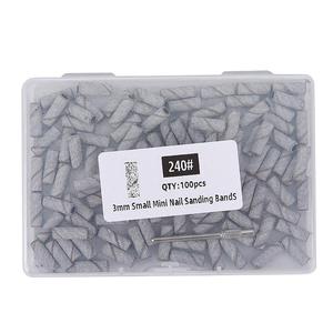 Mini banda de lijado para uñas de 3mm con mandril, 100 piezas por caja Accesorios profesionales para taladro de uñas para pulido de uñas, Herramientas para arte de uñas