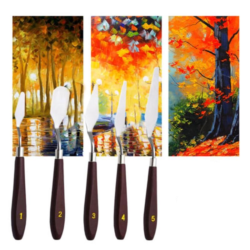 5pcs Set Artist Oil Painting Scraper Stainless Steel  for Palette Gouache Spatula 1