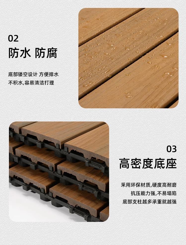 Product Introduction of Straight stripes - Outdoor Patio Tiles 11-Packs, Wood Plastic Floor for Garden & Balcony. Anti-Corrosion & Waterproof. Thickened Splicing Floor 6