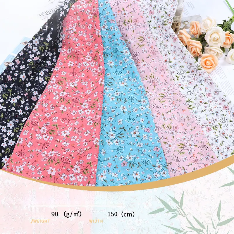 Vải in, thời trang, vải voan màu hồng, chất liệu Polyester, quần áo váy