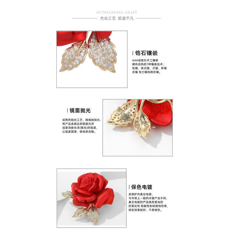 Product Introduction of New multi-purpose fixed clothing clip, suit jacket, cheongsam accessory, rose chest flower, red camellia flower brooch 4